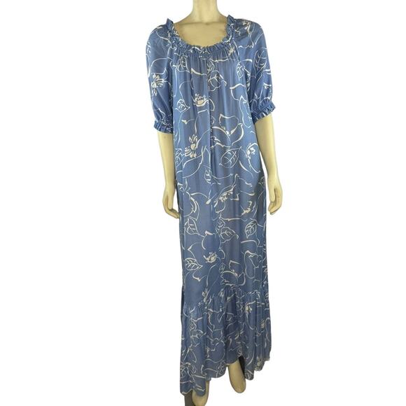 Vintage Hilo Hattie dress made in Hawaii blue & white Floral Cotton size medium - Picture 13 of 13